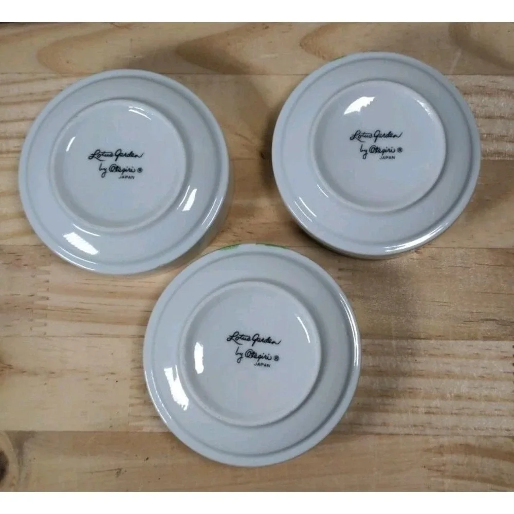 Vintage Otagiri Lotus Garden Bowls Set of 3 Japan Floral Mini Bowls 3